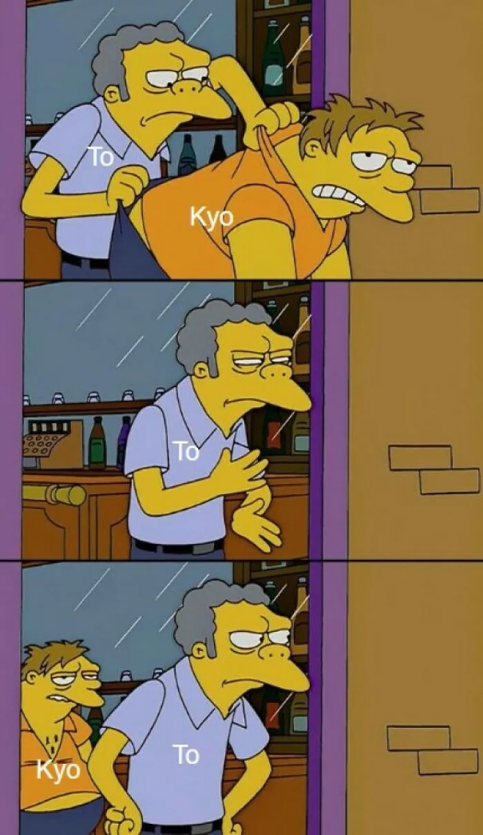 Moe from The Simpsons humorously interacting with Barney in a meme about funny and silly geography topics.