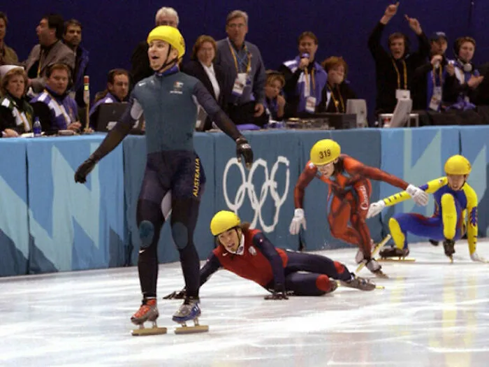 Never Forget That Australia's First Ever Winter Olympics Gold Was Won Because The Guy Was Coming Dead Last And Everyone In Front Of Him Fell Over