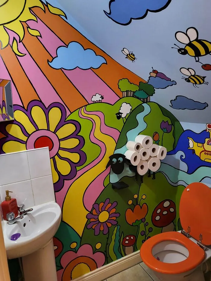 Our Tiny Little World Under The Stairs Which I Hand-Painted Myself