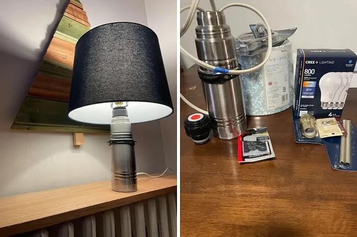 Needed A Lamp. Spent $60 To Make One Out Of A Spare Thermos