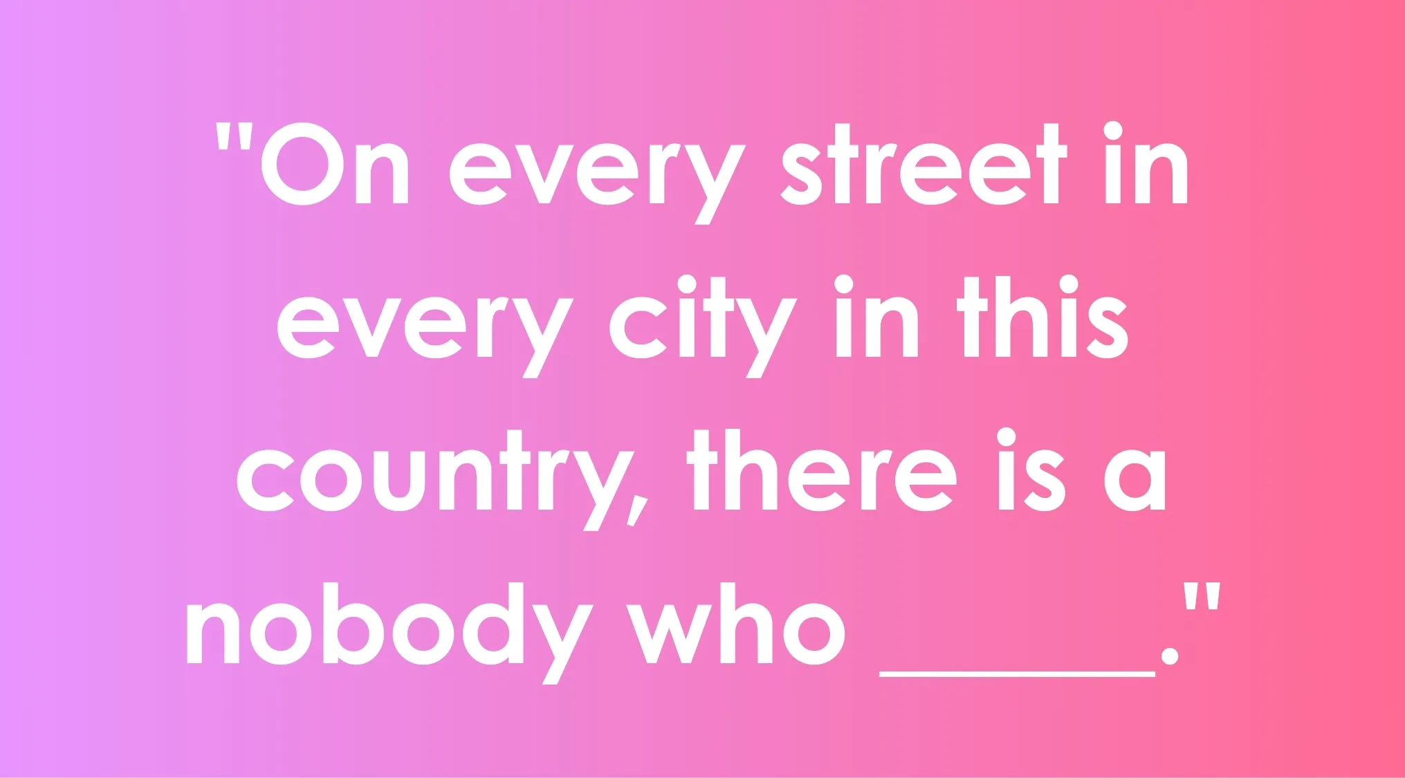 Fill in the blank movie tagline quiz featuring the classic Taxi Driver tagline on pink purple gradient background