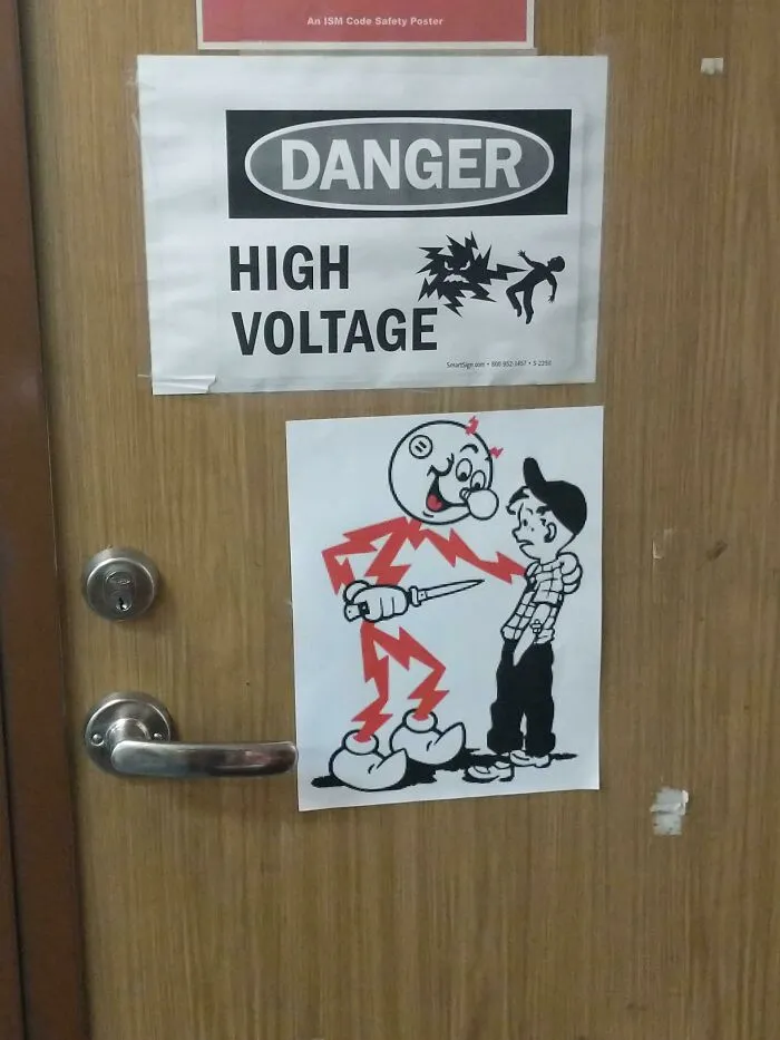 This Ship's Electrical Hazard Sign Is On Point