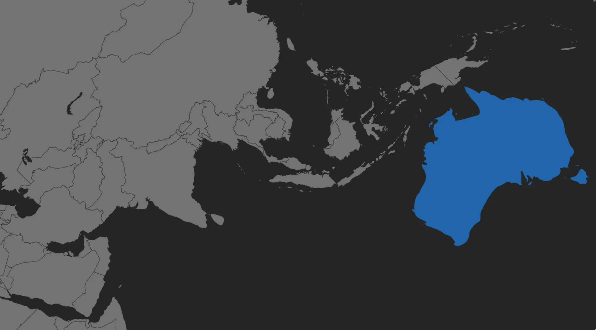 Country highlighted in blue on the world map for geography challenge, identifying location in the Asia-Pacific region.