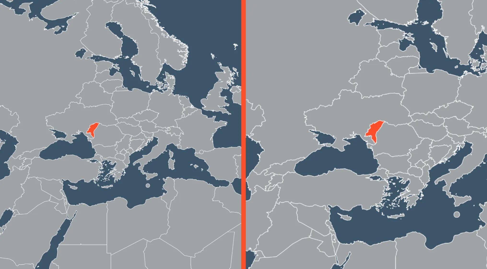 Map showing a geography challenge with a European country highlighted in orange for guessing the country location.