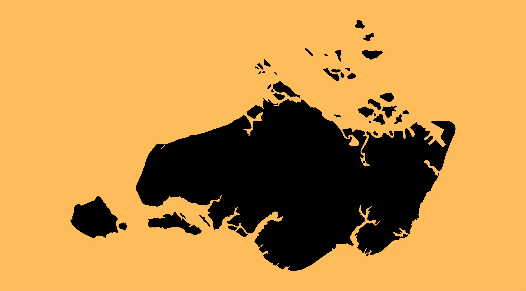 Upside-down map challenge showing a black country silhouette on orange background for geography guessing game.