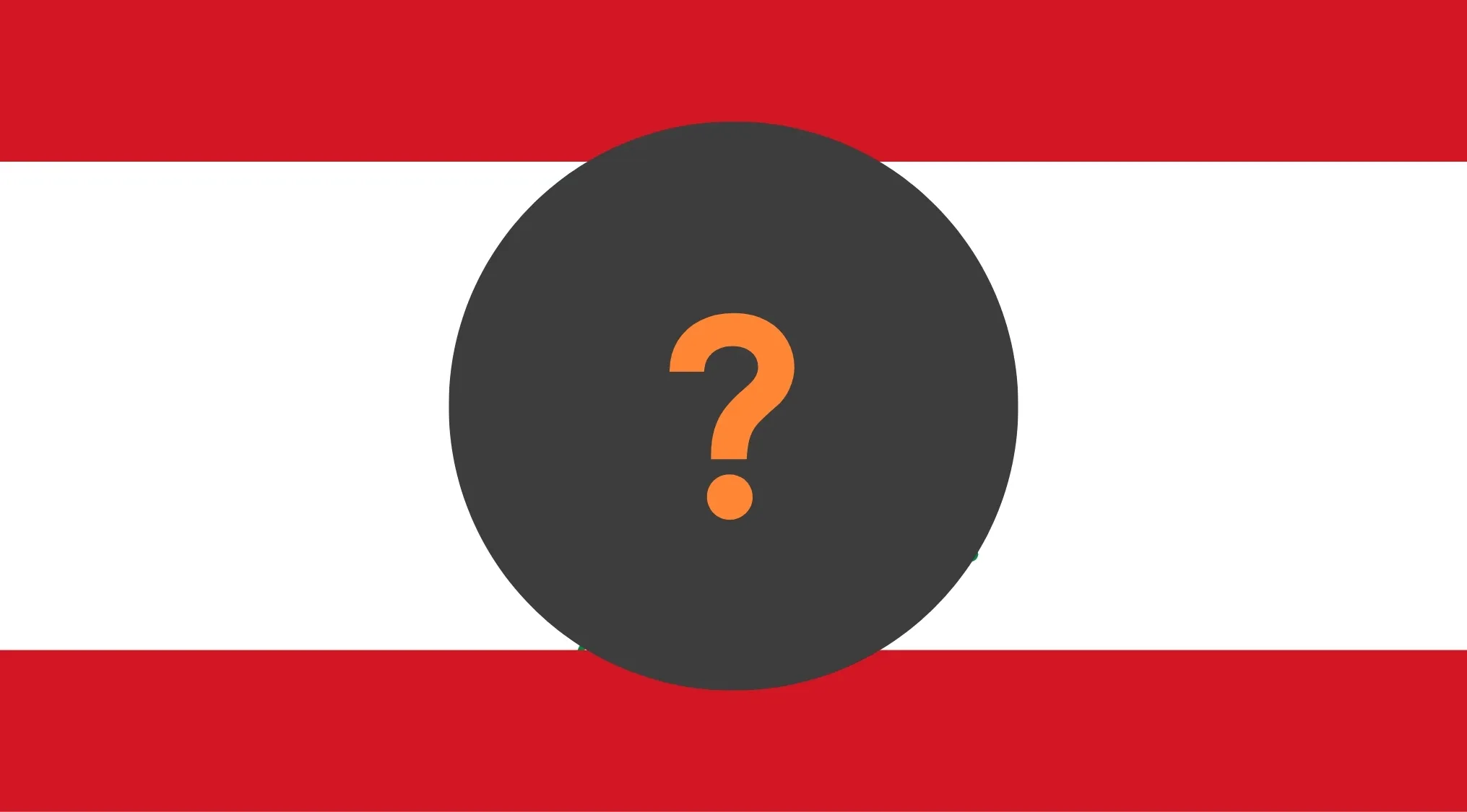 Lebanese flag with red and white stripes and a question mark symbol, related to the difficult general knowledge quiz.
