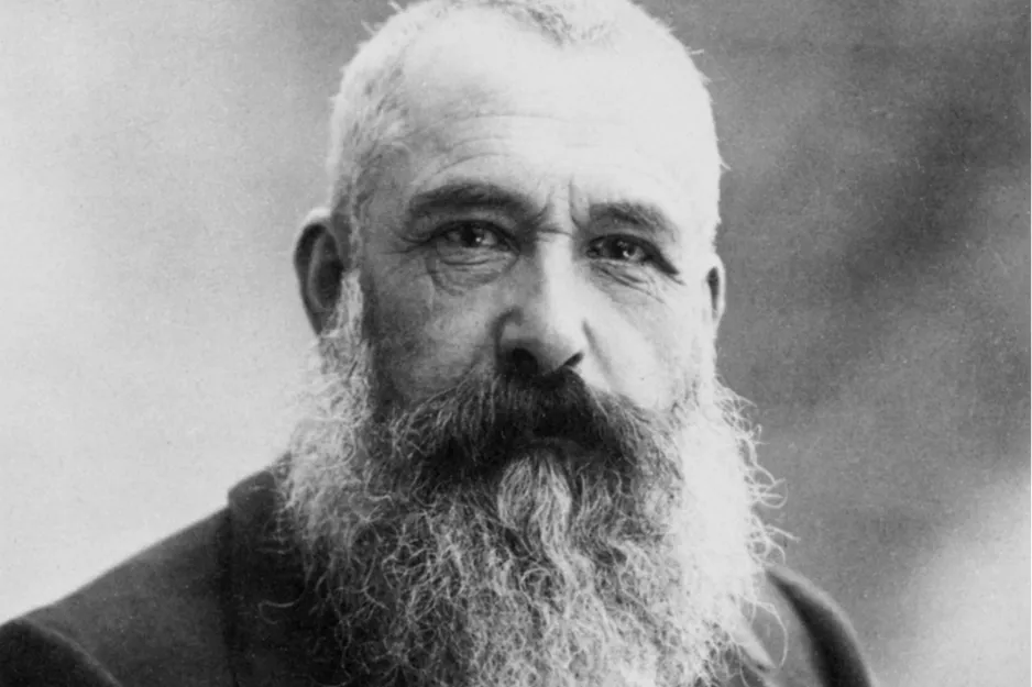 Portrait of Claude Monet with a long beard, the artist who went nearly blind during his lifetime.