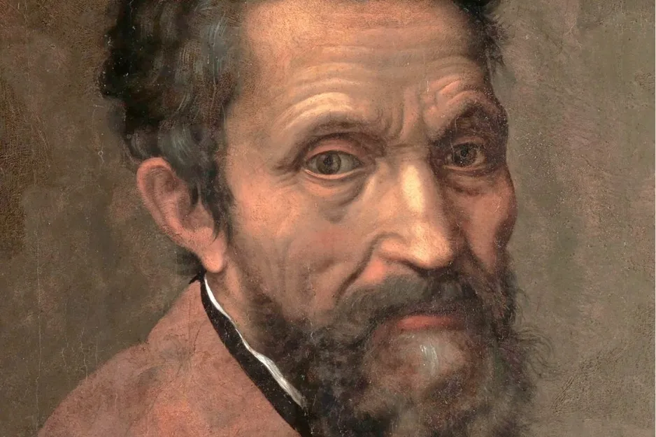 Portrait of Michelangelo, the artist who went nearly blind during his lifetime, showing detailed facial features and beard.