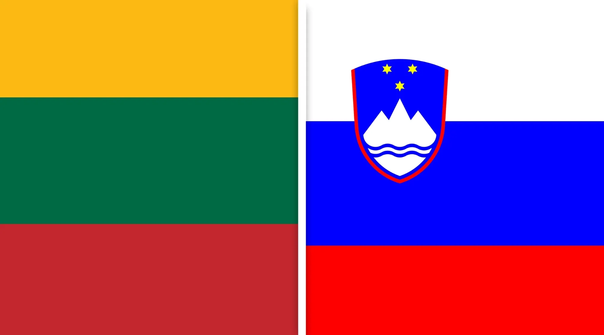 Flags of Lithuania and Slovenia side by side representing independence years from USSR and Yugoslavia in a difficult general knowledge quiz.
