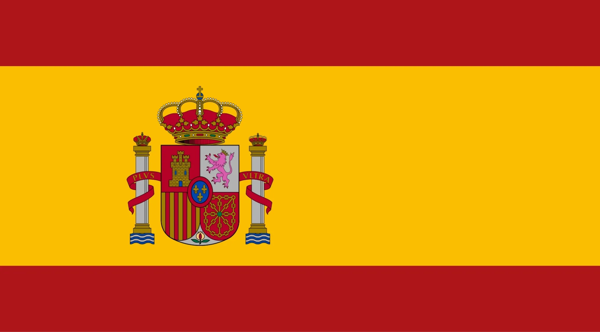 Spanish flag with coat of arms, representing a difficult general knowledge quiz on Spanish territory overseas.