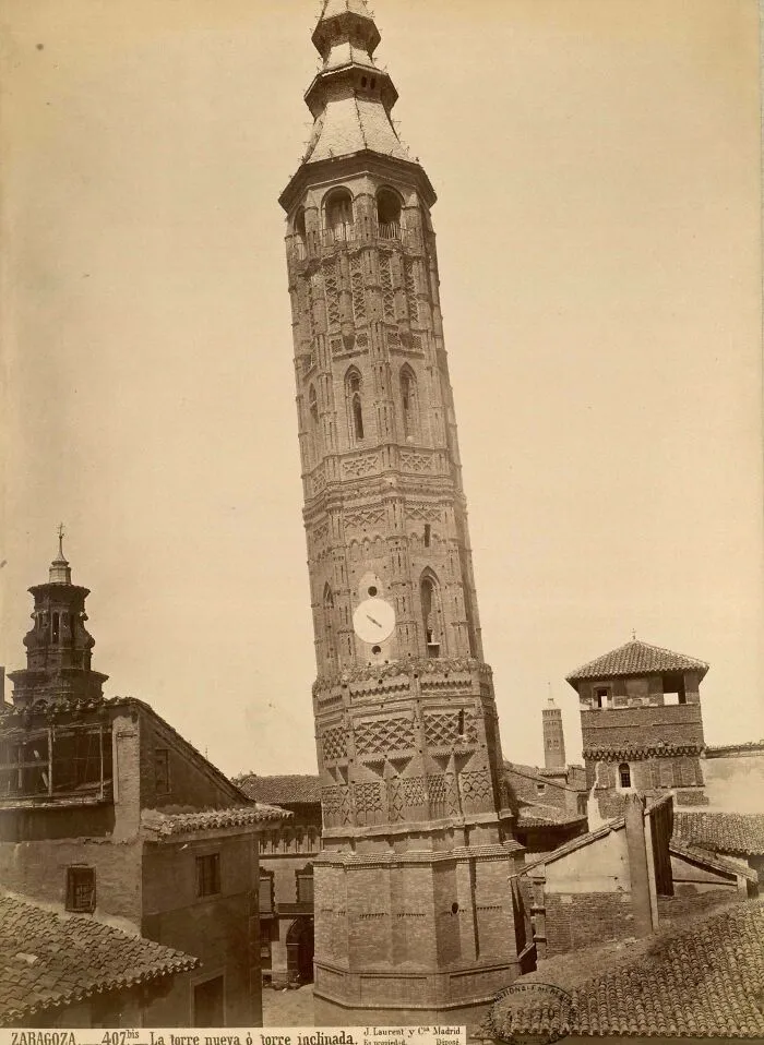 Leaning Tower Of Zaragoza, Spain. Built In 1504 And Demolished In 1892