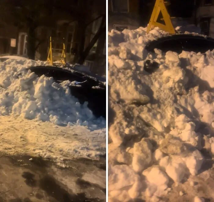 26 Funny Pics Of “Parking Lot Snow Wars”
