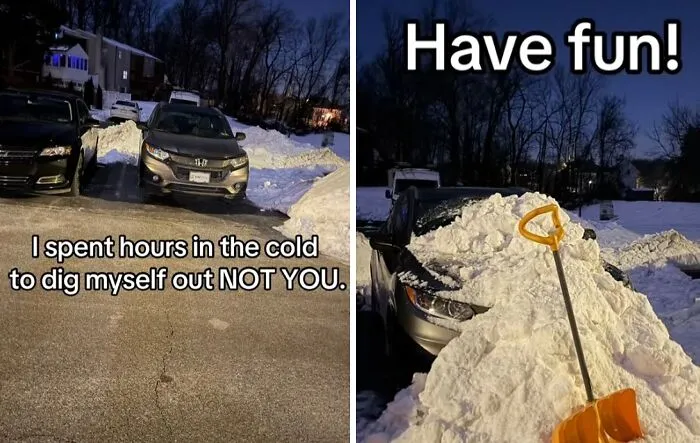 26 Funny Pics Of “Parking Lot Snow Wars”