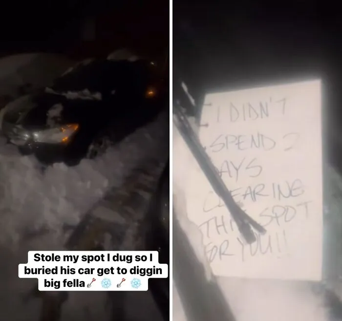 26 Funny Pics Of “Parking Lot Snow Wars”