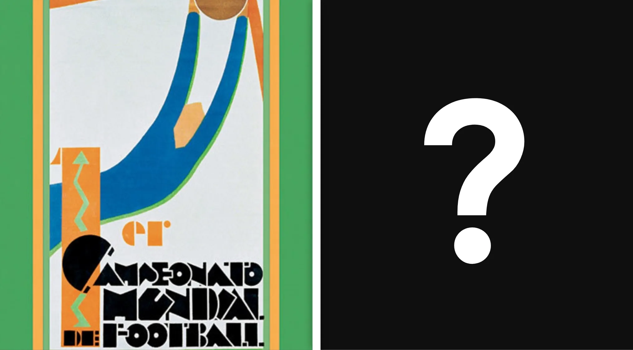 Vintage poster for the first FIFA World Cup featuring a goalkeeper catching a ball, related to difficult general knowledge quiz.