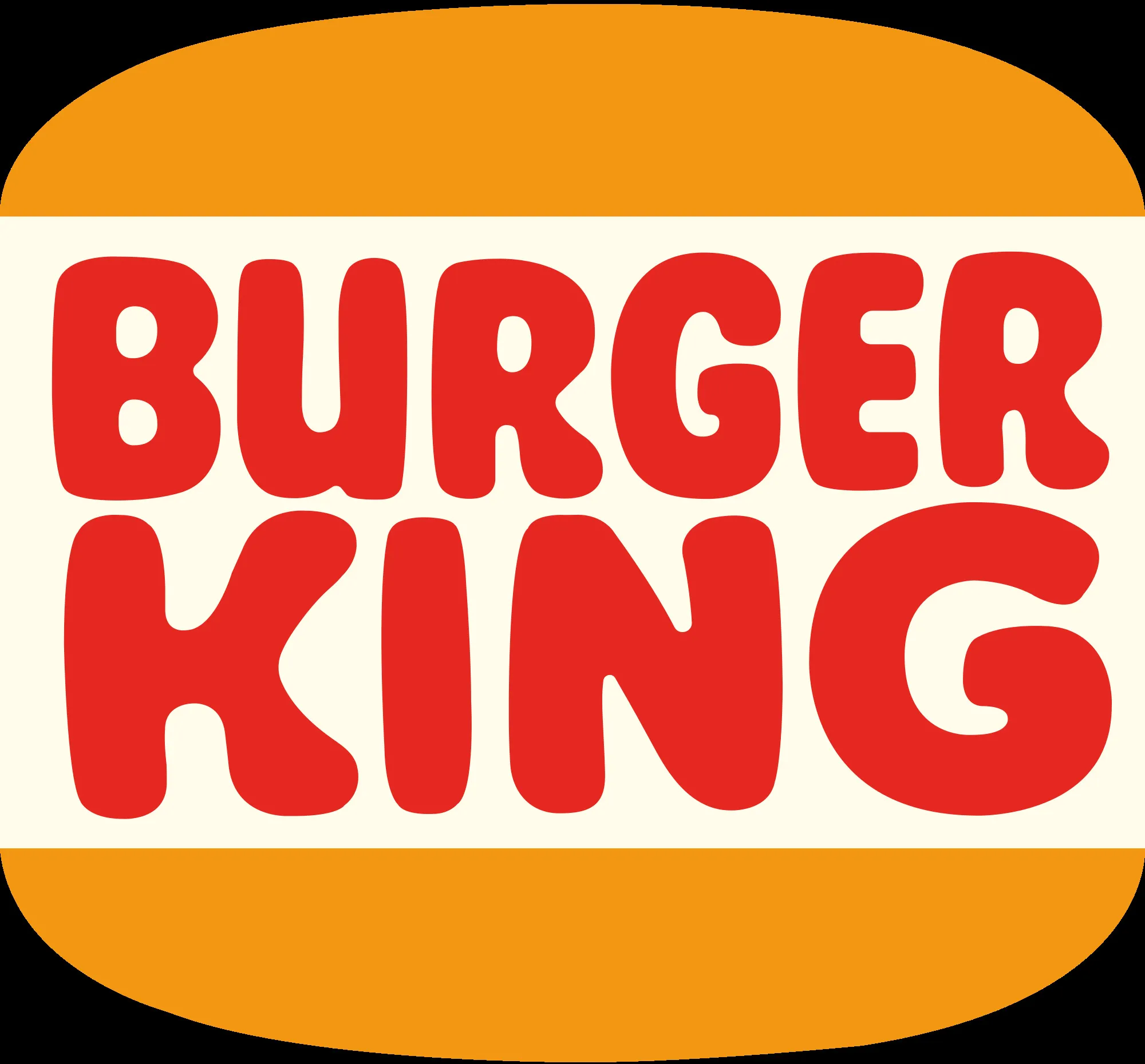 Burger King logo with bold red text between two stylized golden buns representing the fast-food chain brand.