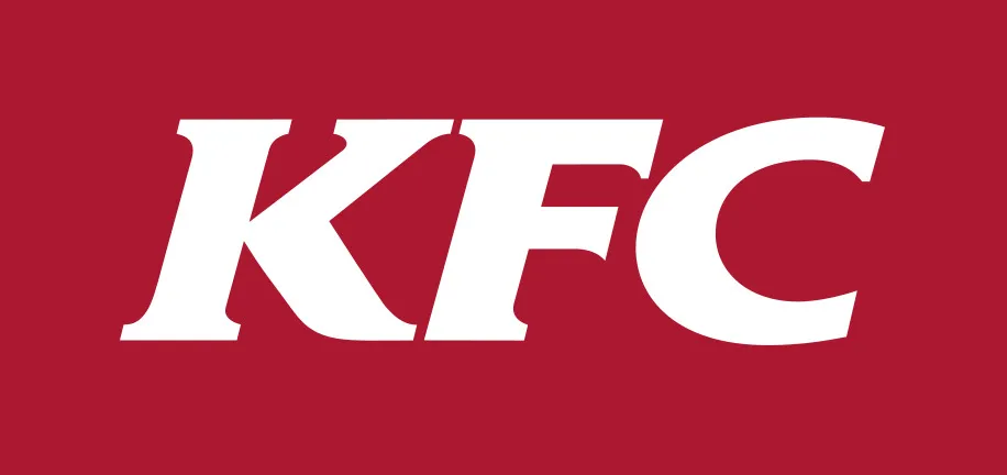 KFC logo in white letters on a red background representing the global fast-food chain brand.