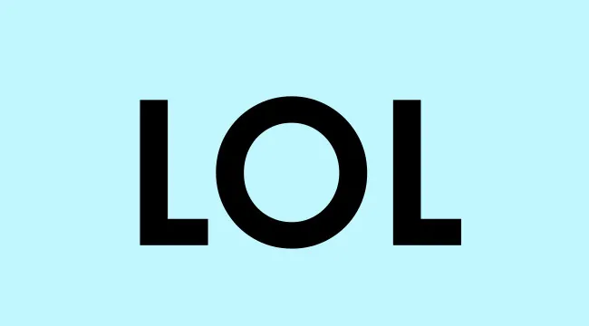 Text displaying the acronym LOL in bold black letters on a light blue background, popular in early 2000s chat.