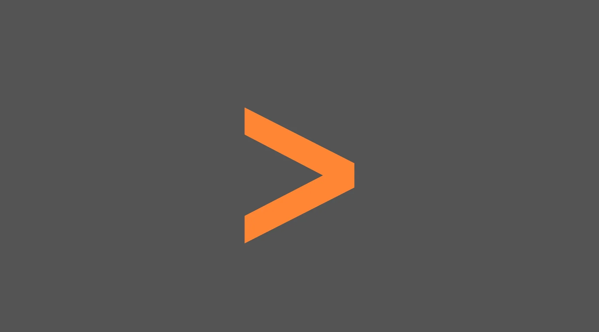 Greater than symbol in orange on a dark gray background representing basic math skills comparison concept