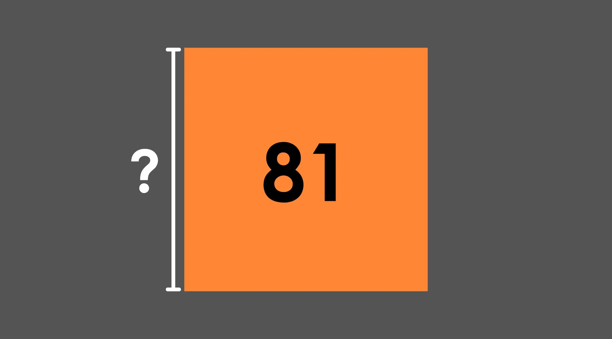 Orange square with area 81 and height marked with question mark showing basic math skills problem.