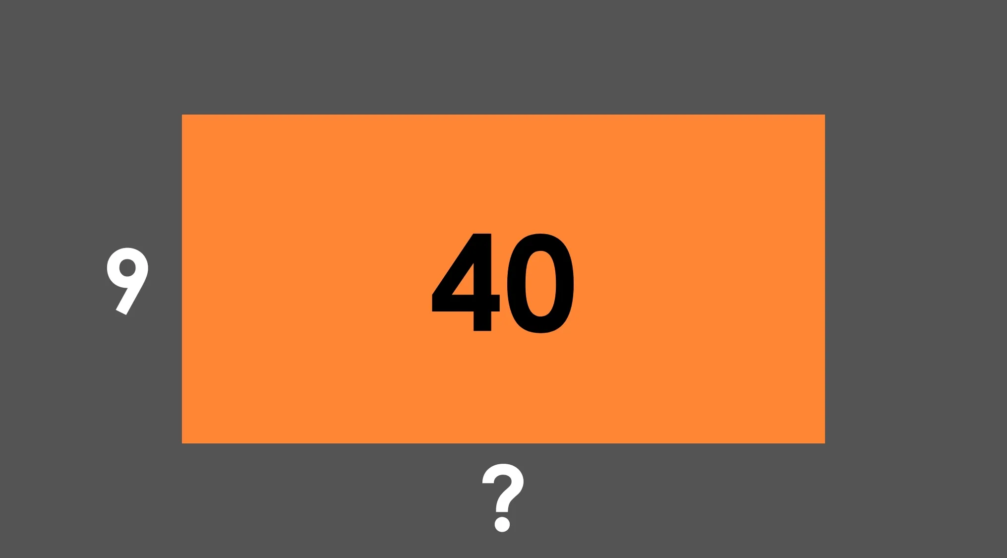 Orange rectangle with perimeter 40, one side 9, and the other side unknown in a basic math skills problem.