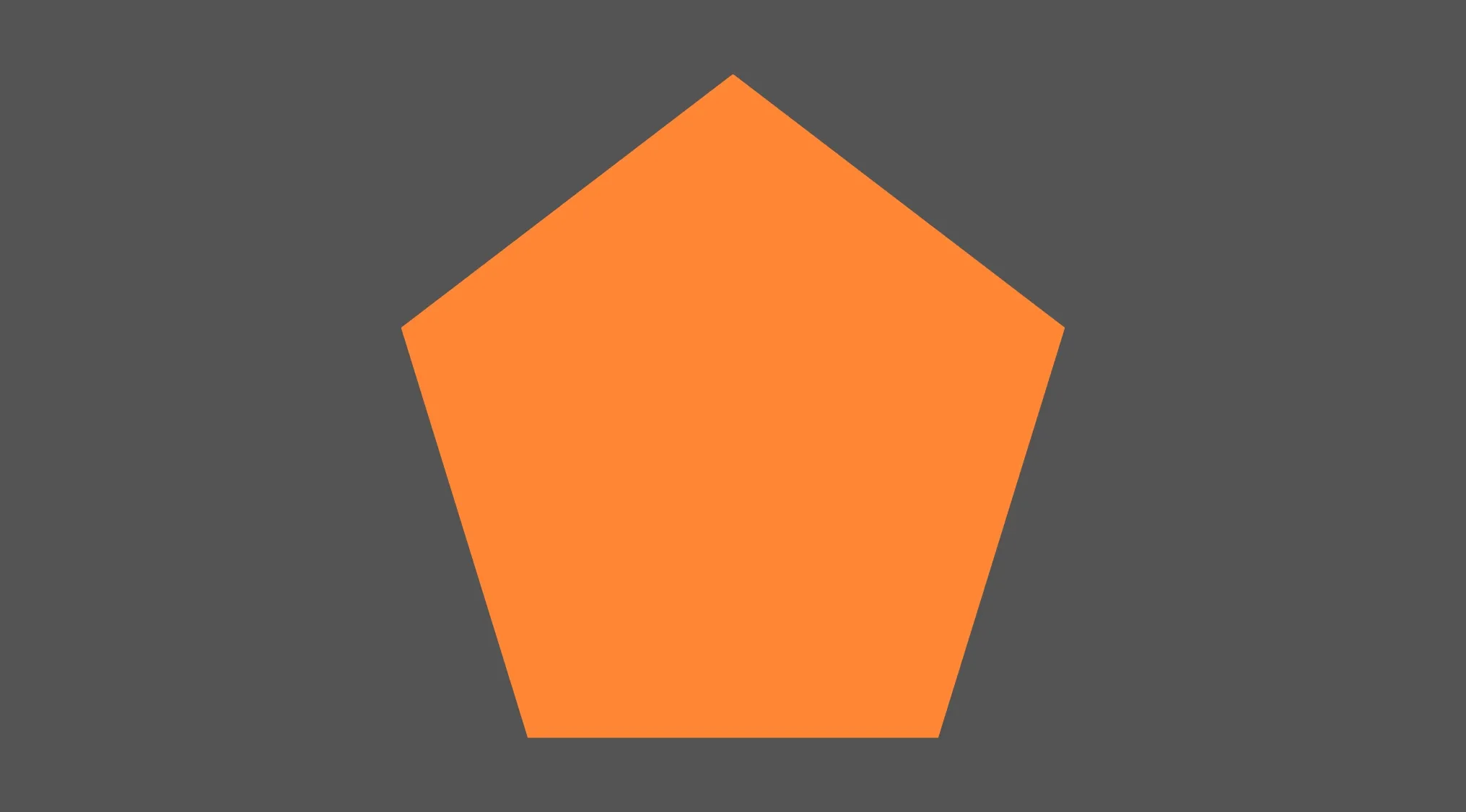 Orange pentagon polygon with five sides on dark gray background illustrating basic math skills concept
