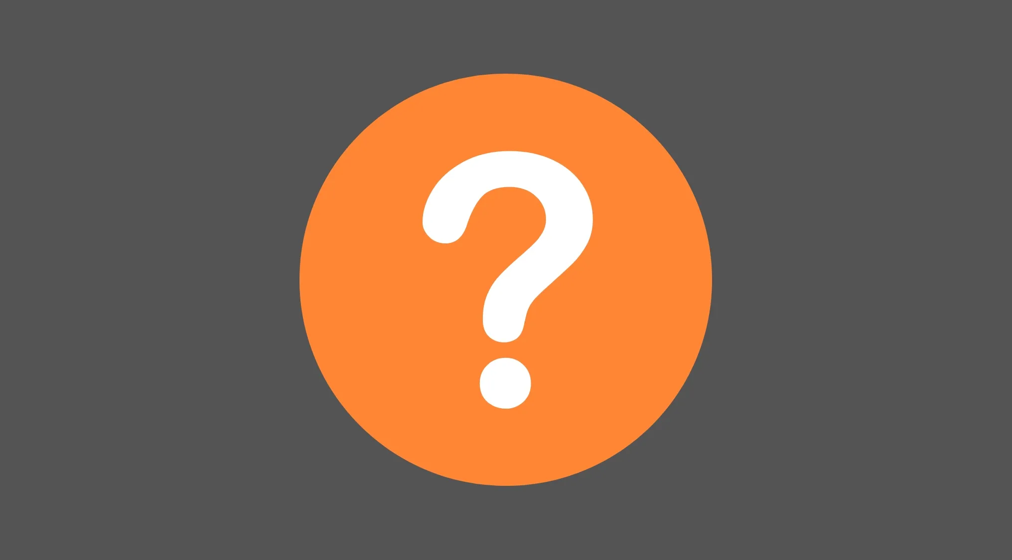 Orange circle with a white question mark on a dark gray background representing a basic math skills question about tens in 340.