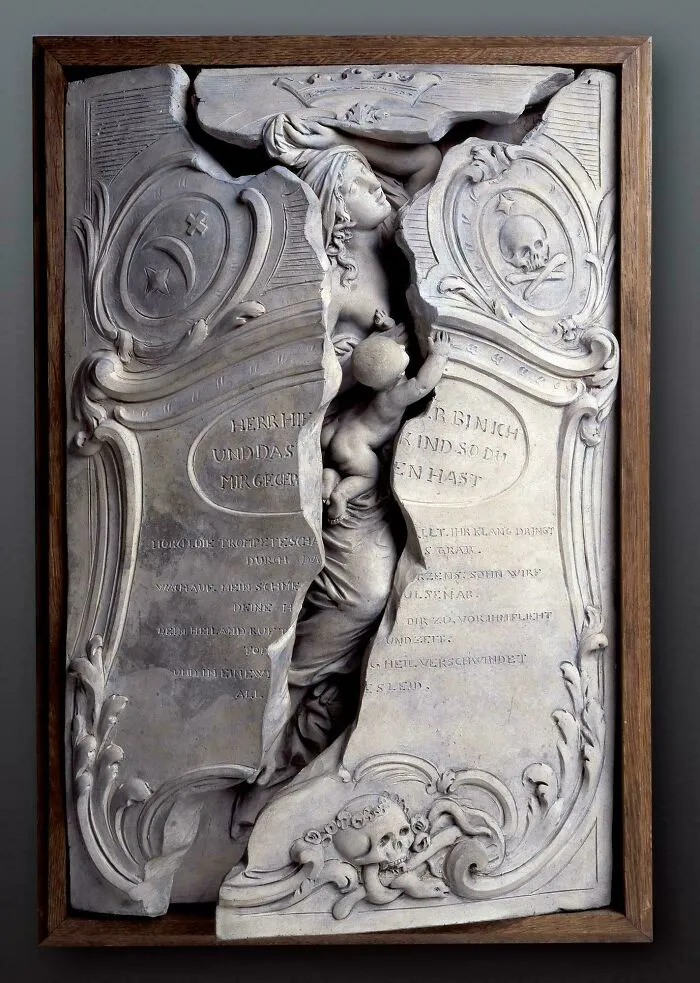 Memorial To Maria Magdalena Langhans, Who Passed Away Giving Birth To A Still Born Child At The Age Of 28. This Is A Terracotta Copy Of The Gravestone, Switzerland, 1775 Ce