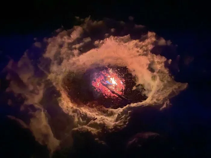 A Distant Galaxy? No, Just My Campfire In The Snow
