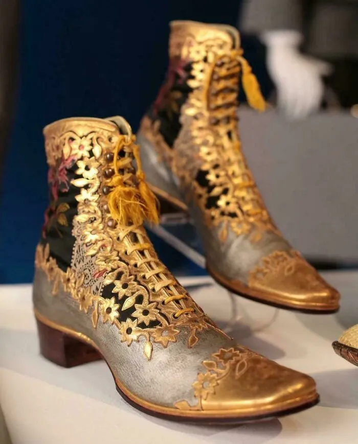 A Men's Gilded Leather Shoes From Norfolk, Dating To 1890-1899 AD