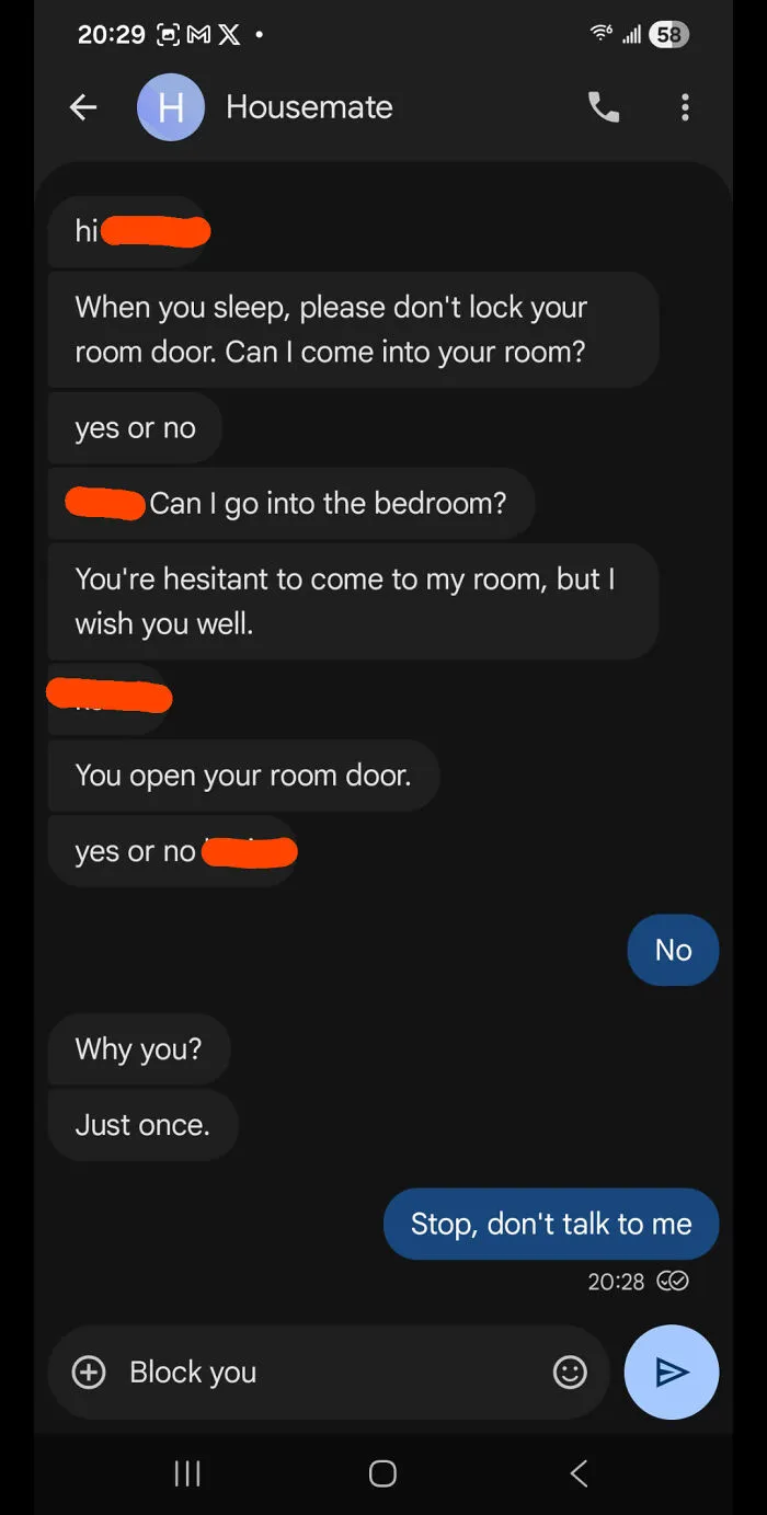 Housemate After I Gave Him My Number. I'm An Adult Male. Felt Disgusted. He's A Creepy Old Guy