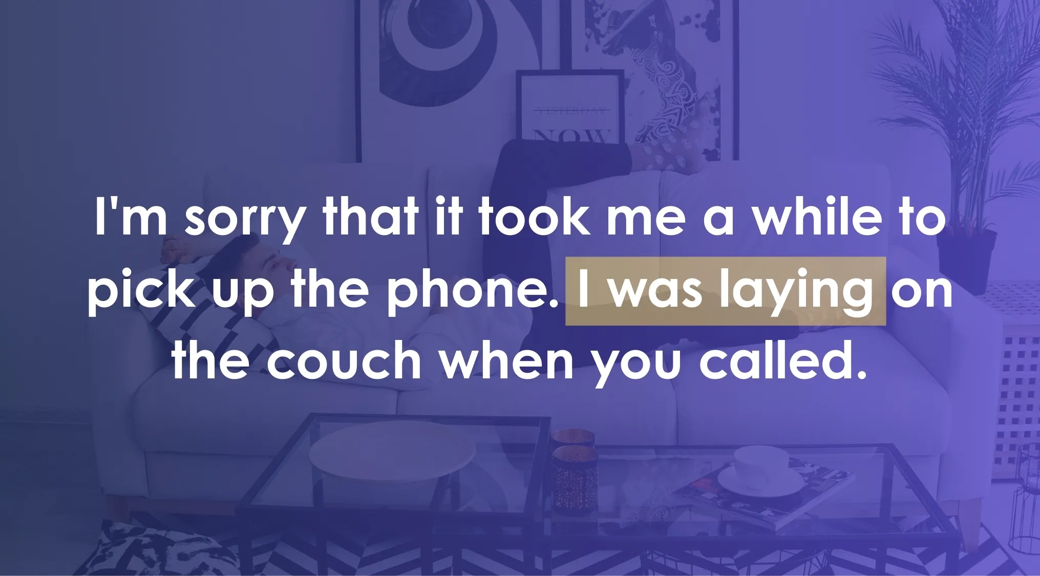 Text highlighting a grammatical error on a couch background for ACT Exam focusing on an acceptable text change.