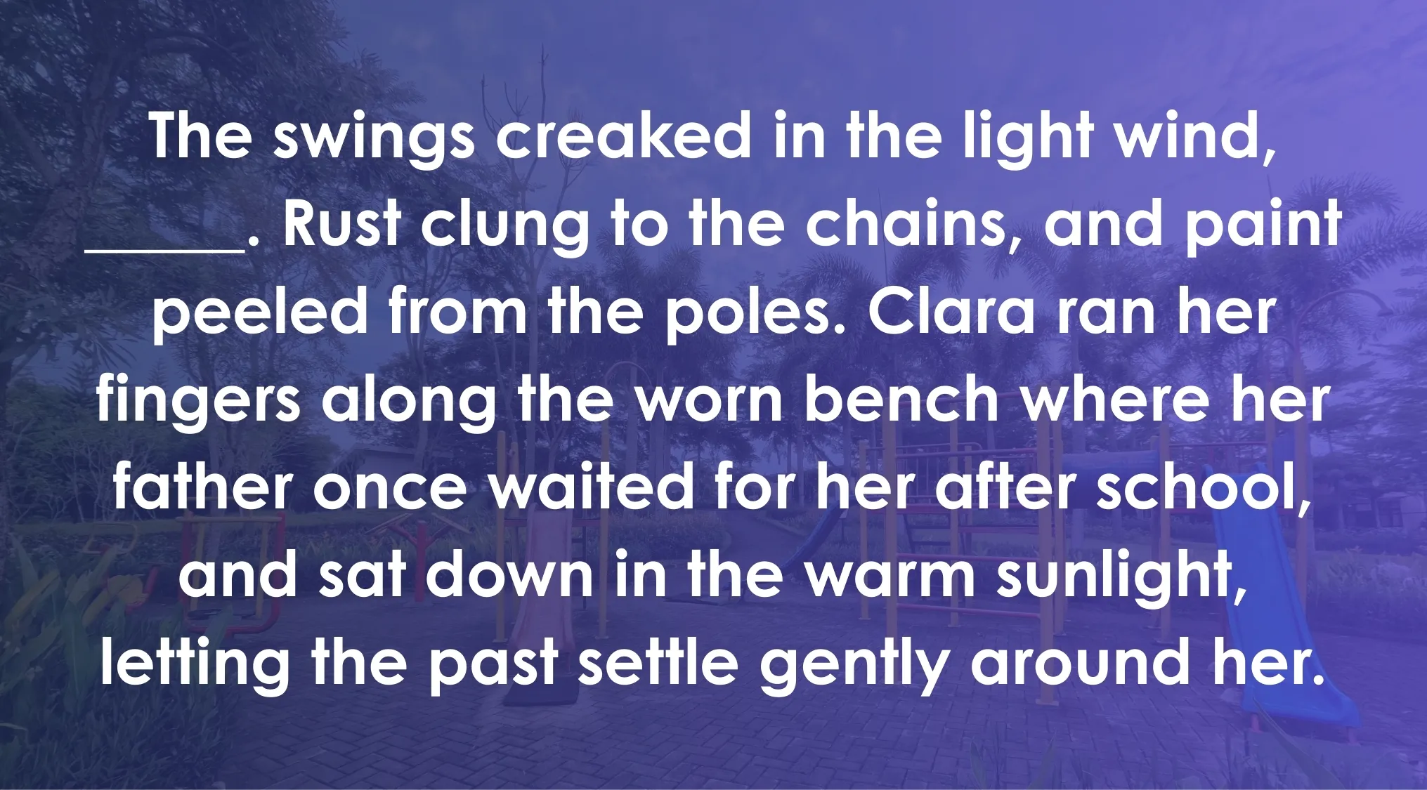 Playground scene with swings and slide illustrating an ACT exam question on maintaining tone and context in text.
