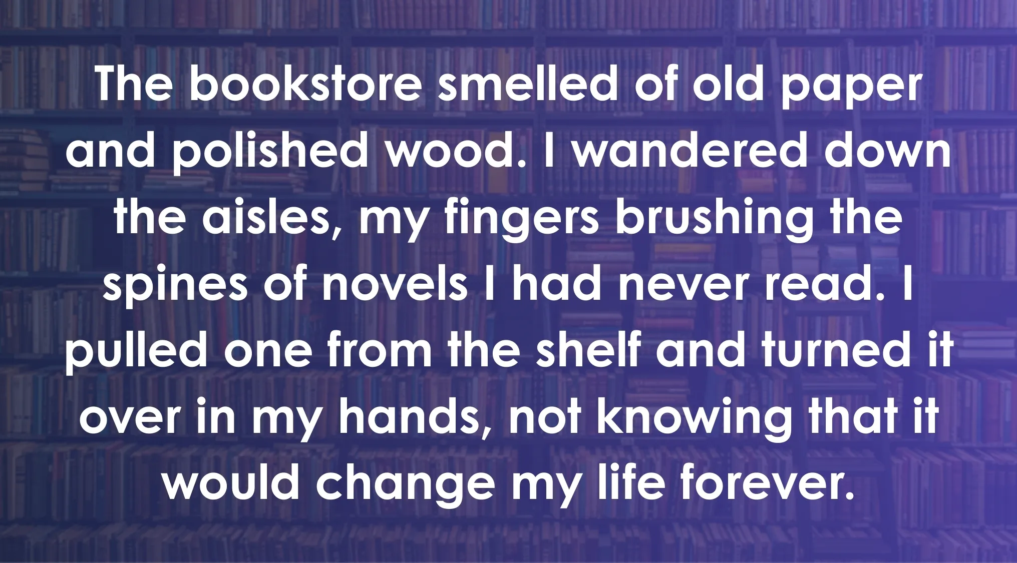 Paragraph example illustrating point of view in the ACT exam with a bookstore setting and personal narrative tone.