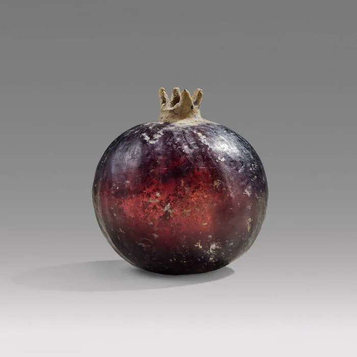 Hellenistic Greek Cast Glass Pomegranate Vase, Tinted With Colloidal Gold To Achieve The Burgundy Shade, 2nd Century BCE