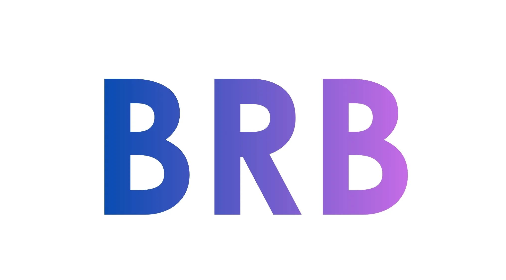 Large gradient letters BRB in blue and purple shades on a white background representing general knowledge abbreviation quiz.
