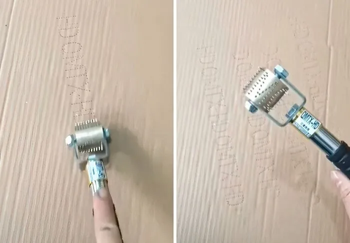 Una herramienta con ruedas punteadas que simplifican la vida al marcar sobre cartón, generando letras en relieve.