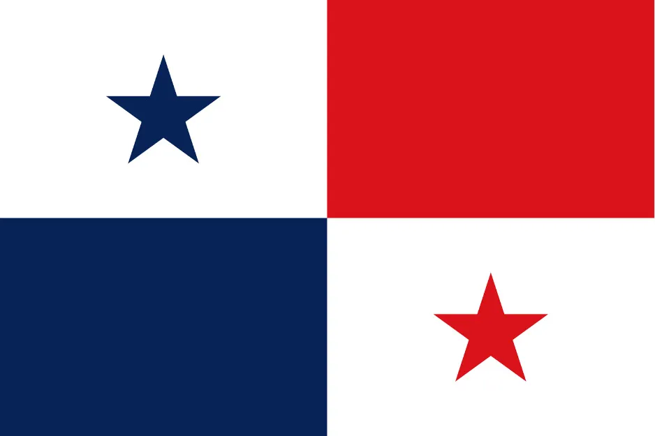 Flag featuring blue and red stars on white and blue quadrants, not the flag of Belize.