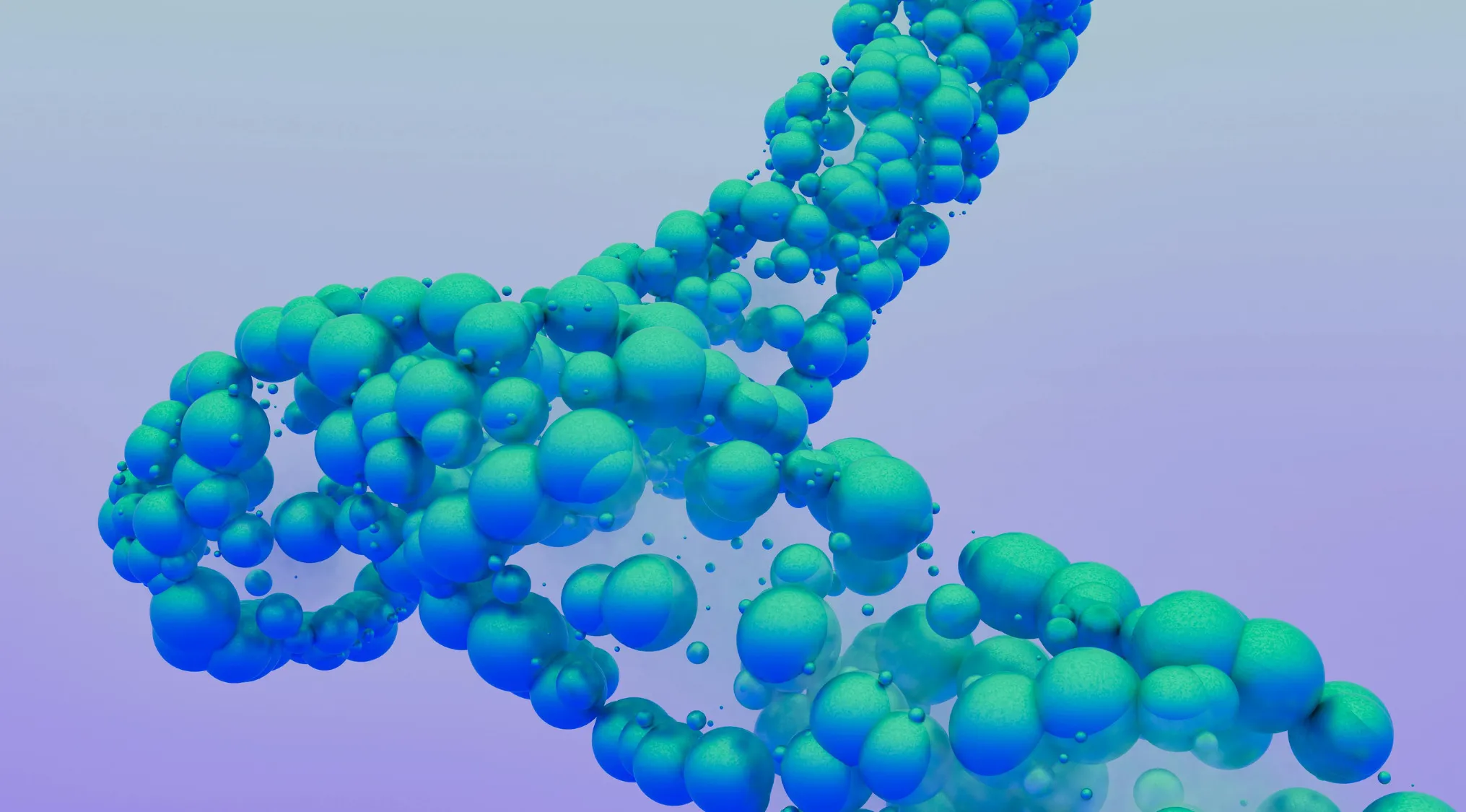 3D illustration of blue spheres forming a DNA strand representing genetic drift in biology advanced placement school quiz.