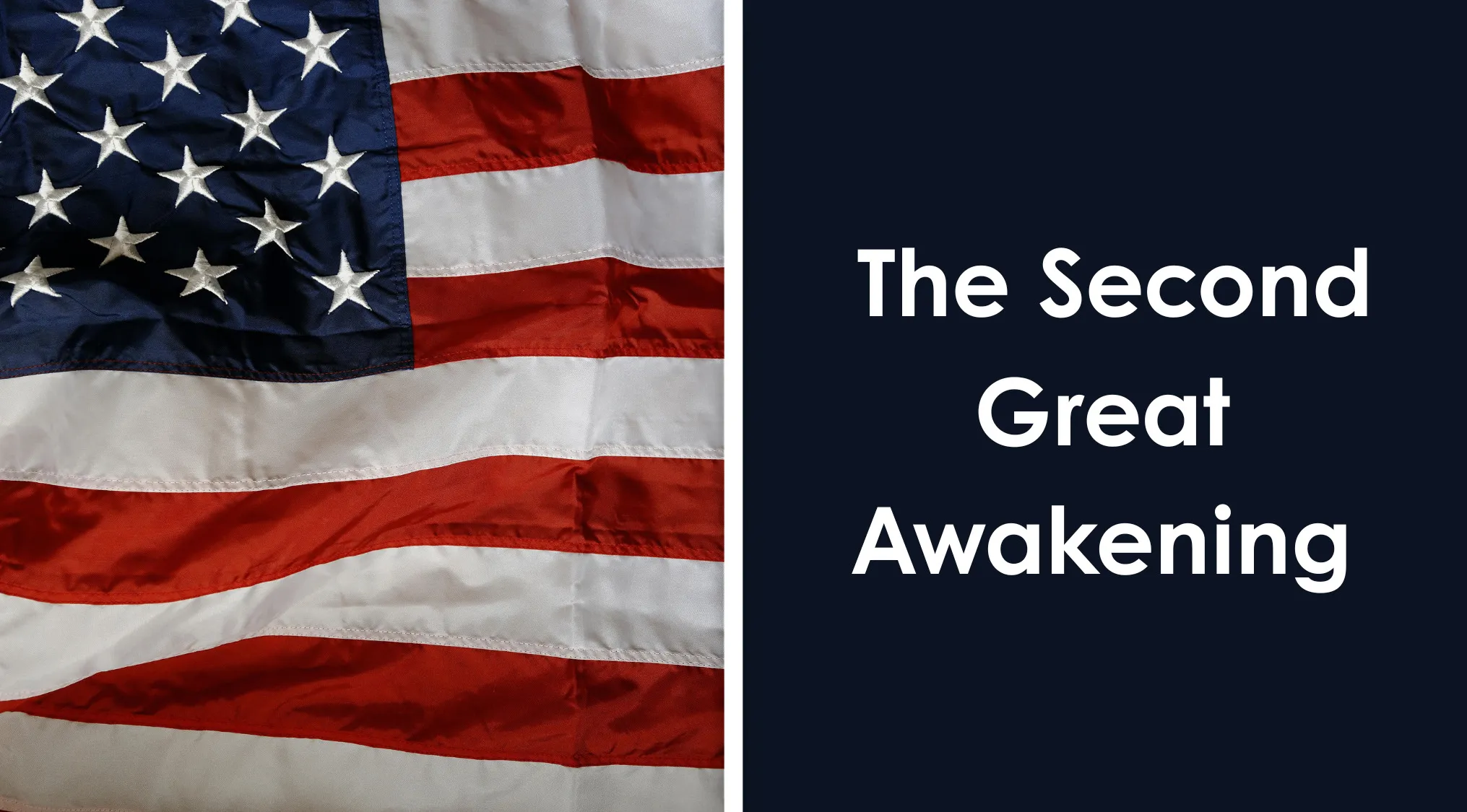 American flag next to text about the Second Great Awakening in a US history advanced placement school quiz.