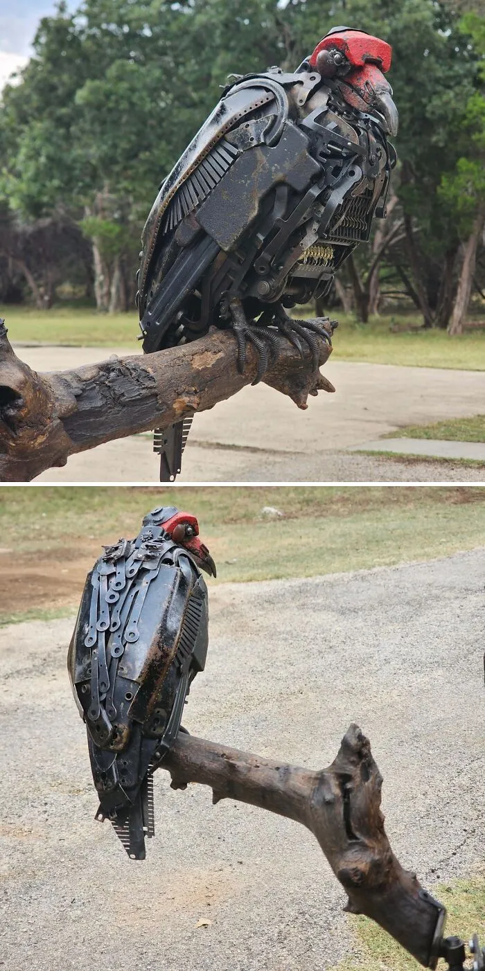 I Wanna Share This Vulture Sculpture That I Welded Together With Some Broken Typewriters And Scrap Metal