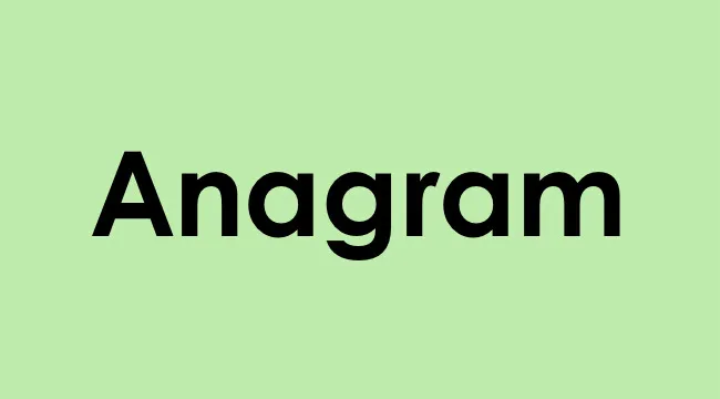 Text on green background displaying the word anagram related to terms for words reading the same forwards and backwards.