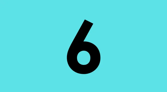 Number 6 displayed in bold on a blue background representing sum and product of same two natural numbers.