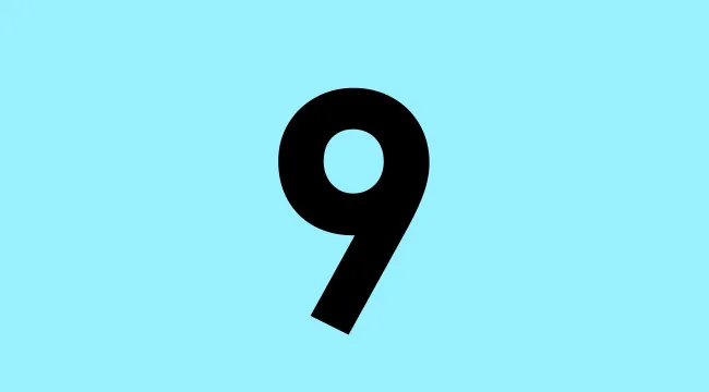 Number 9 displayed in bold black on a light blue background representing sum and product of two natural numbers
