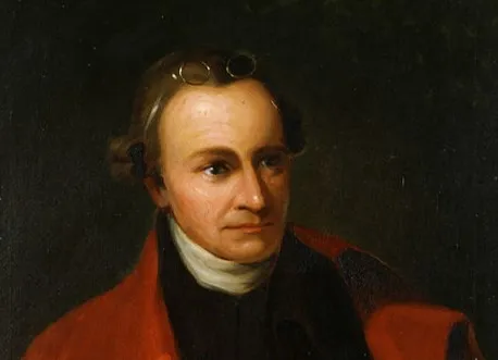 Portrait of Patrick Henry, credited with saying Give me liberty or give me death, speaking passionately.