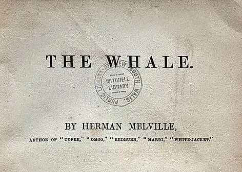 Title page of Moby-Dick by Herman Melville, key literary work in general knowledge quiz on whale hunter’s ship name.