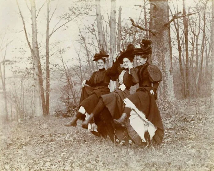 Photographs Of A Trio Of Women Frolicking, C. 1905
