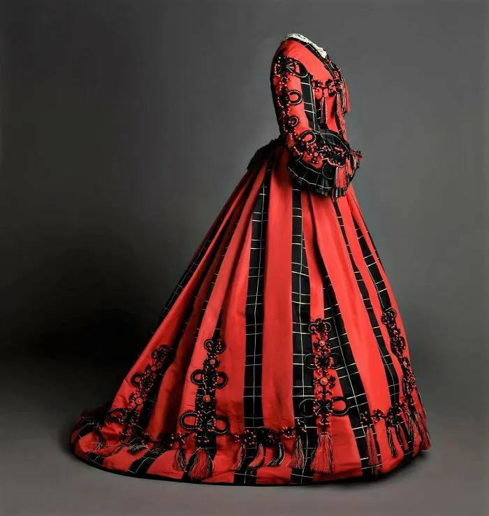 Satin, Lace, And Tassel Embellished Dress, CA. 1865-1869 (Museo Del Traje)