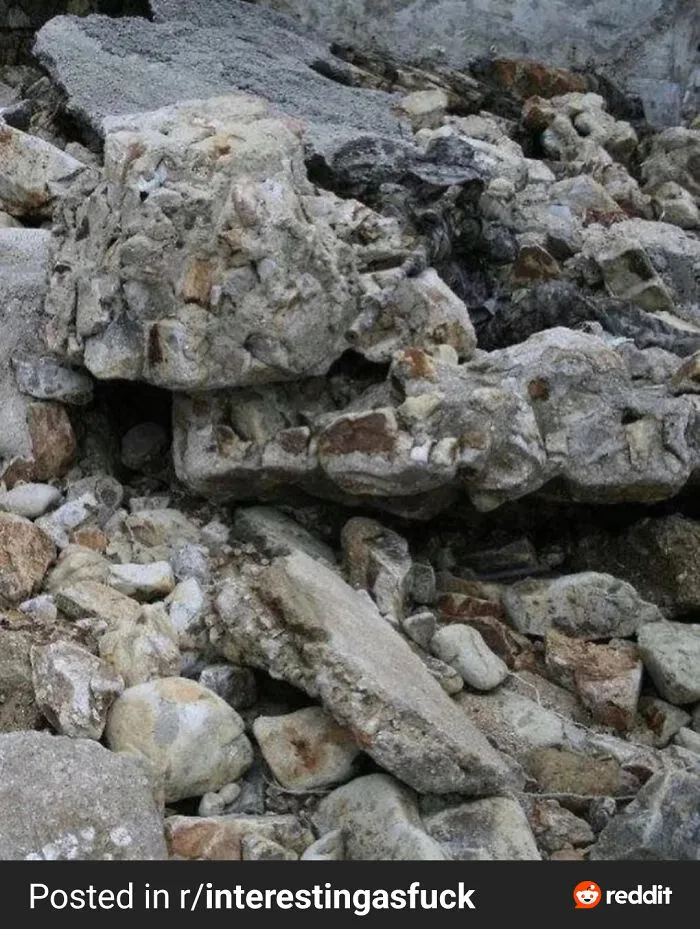 Camouflaged stone sculpture blending perfectly with surrounding rocks, challenging viewers to find the hidden shape.