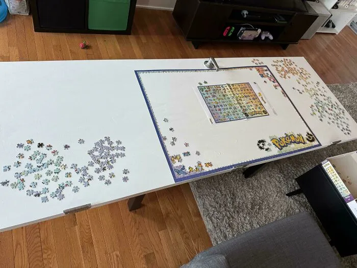 Roommate And I Didn’t Have A Table Big Enough For Our New Puzzle, So We Used My Closet Door